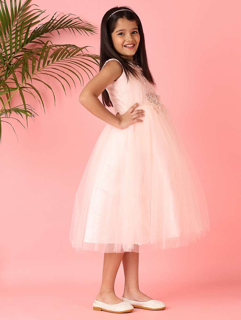 girls embroidered sleeveless net frock - 21607908 -  Standard Image - 1