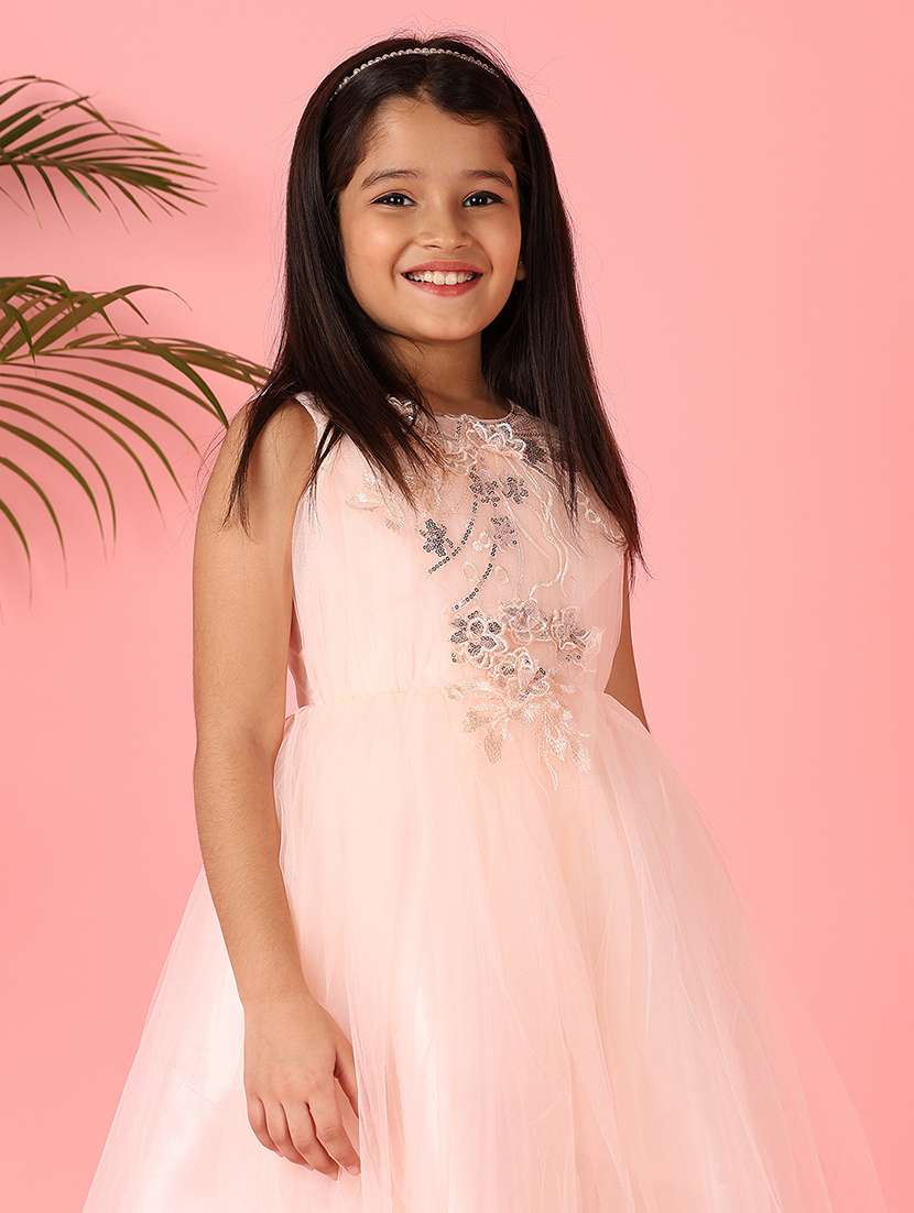 girls embroidered sleeveless net frock - 21607908 -  Standard Image - 4