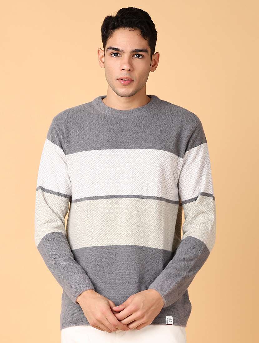 men color blokced long sleeve regular fit pullover - 21607909 -  Standard Image - 1