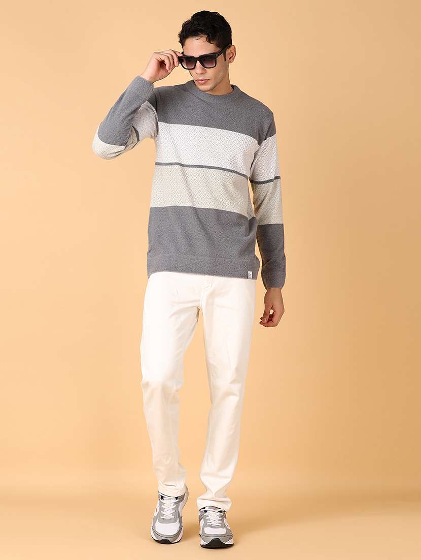 men color blokced long sleeve regular fit pullover - 21607909 -  Standard Image - 4