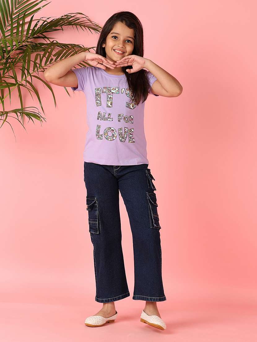 girls printed round neck cotton tee - 21607934 -  Standard Image - 4