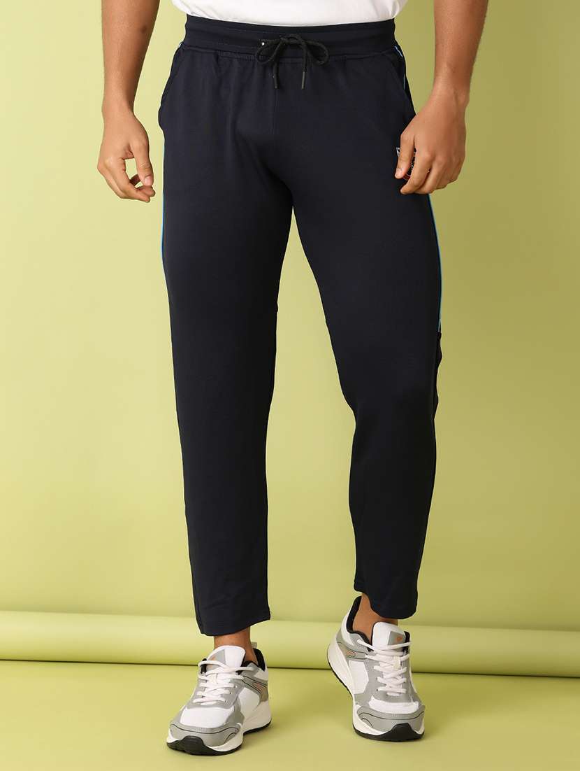 men mid rise solid ankle length track pant