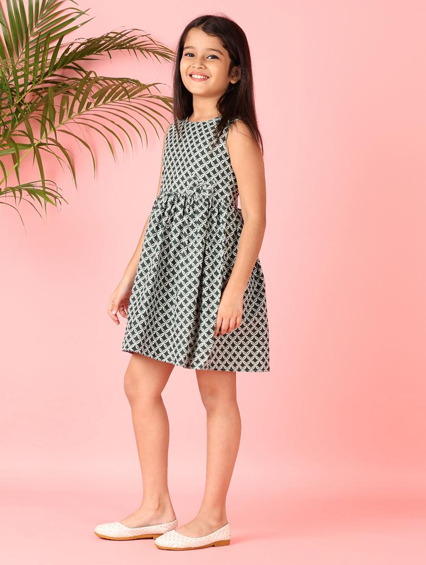 girls printed sleeveless cotton frock - 21607947 - Standard Image - 1