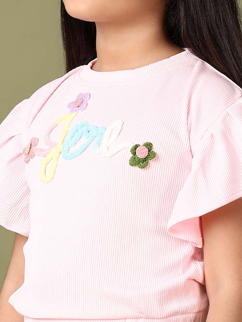 girls pink solid with work crop top - 21607979 -  Standard Image - 4