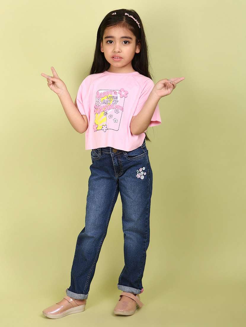 girls plain mid rise denim jeans - 21608053 -  Standard Image - 4