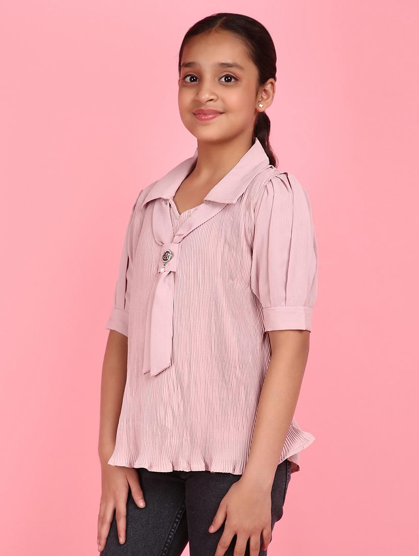 girl purple solid puff sleeve top - 21608054 -  Standard Image - 1