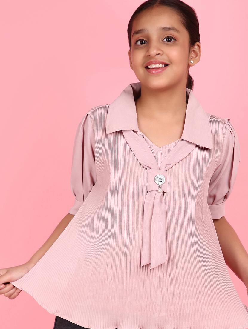 girl purple solid puff sleeve top - 21608054 - Standard Image - 4