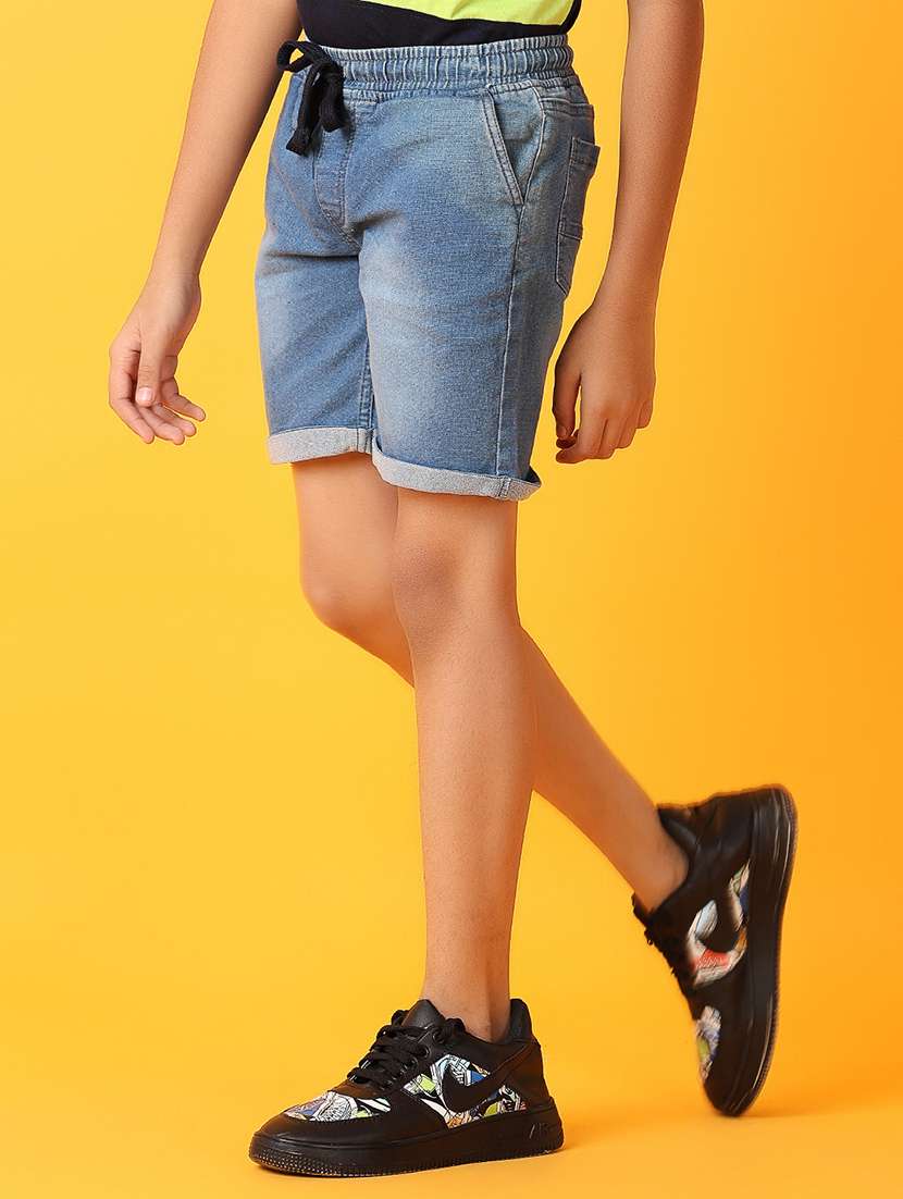 boys solid mid rise casual shorts - 21608082 -  Standard Image - 1