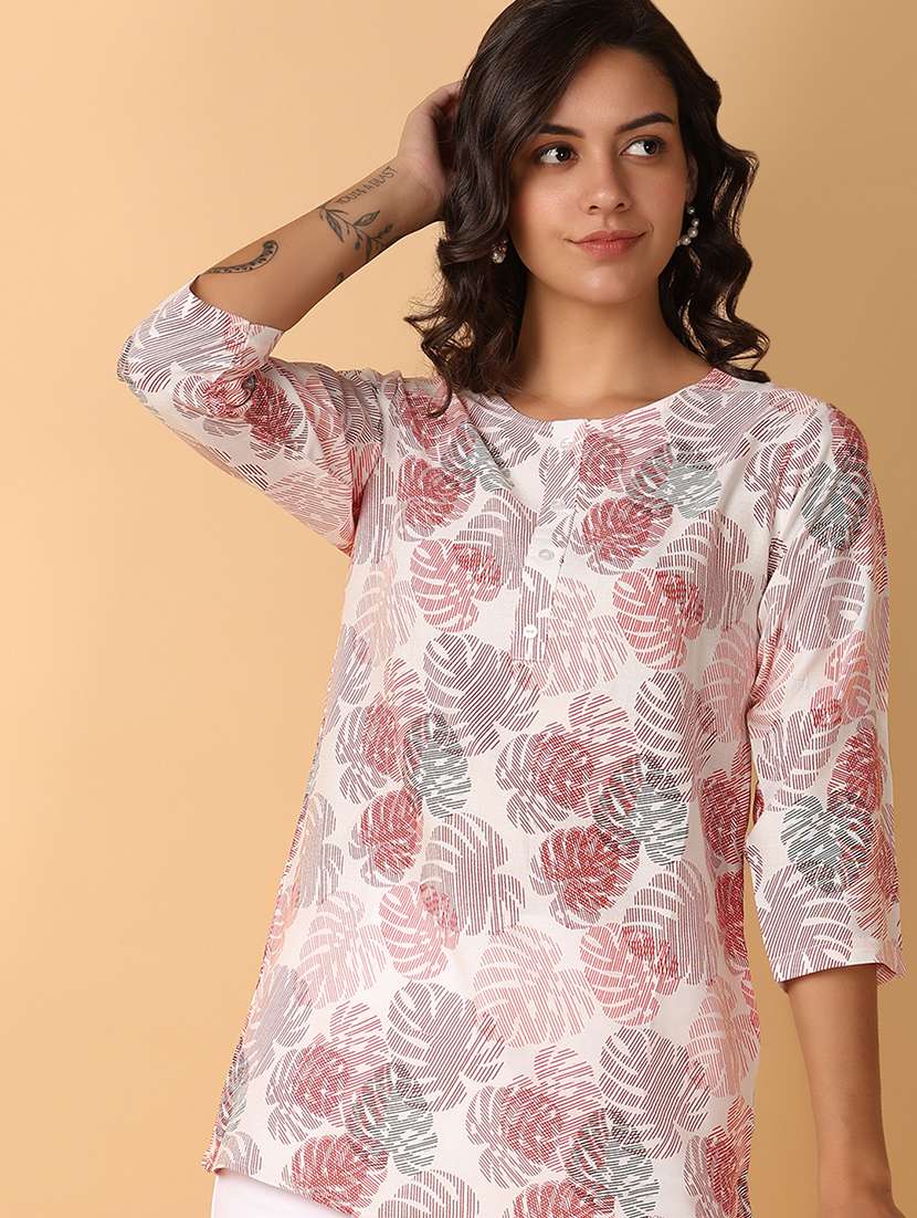 women three quarter sleeve straight kurti - 21608166 -  Standard Image - 4