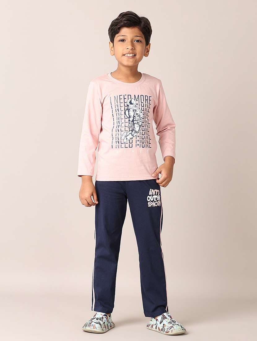 boys printed t-shirt & pajama full length set