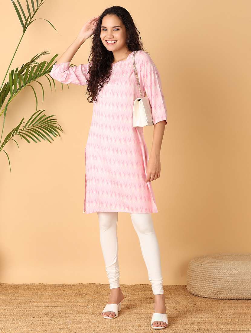 women three quarter sleeve straight kurta - 21608201 -  Standard Image - 4