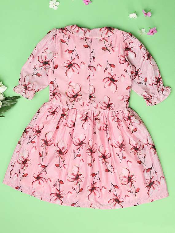 girls pink floral printed frock - 21608210 - Standard Image - 1