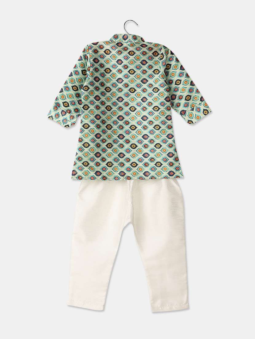 boys printed mandarin neck ethnic wear set - 21608228 -  Standard Image - 1