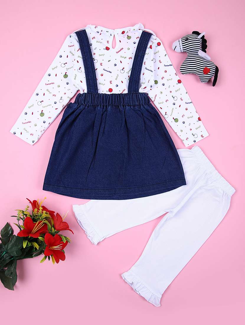 girls denim full length dungaree set - 21608250 -  Standard Image - 1