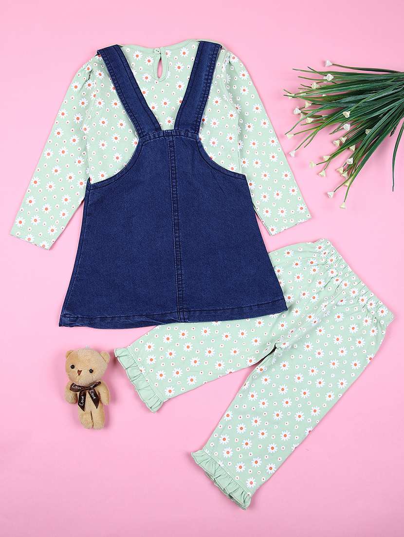 girls denim full length dungaree set - 21608251 -  Standard Image - 1