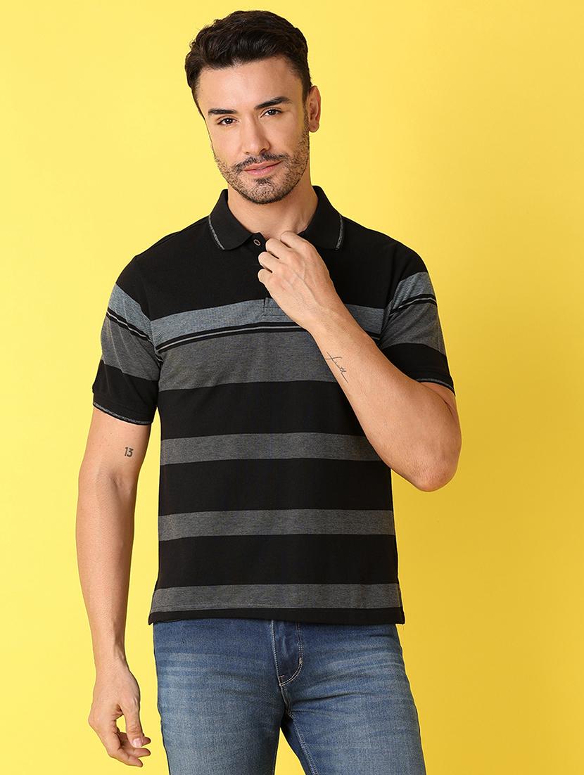 men striped short sleeve polo t-shirt - 21608253 - Standard Image - 1