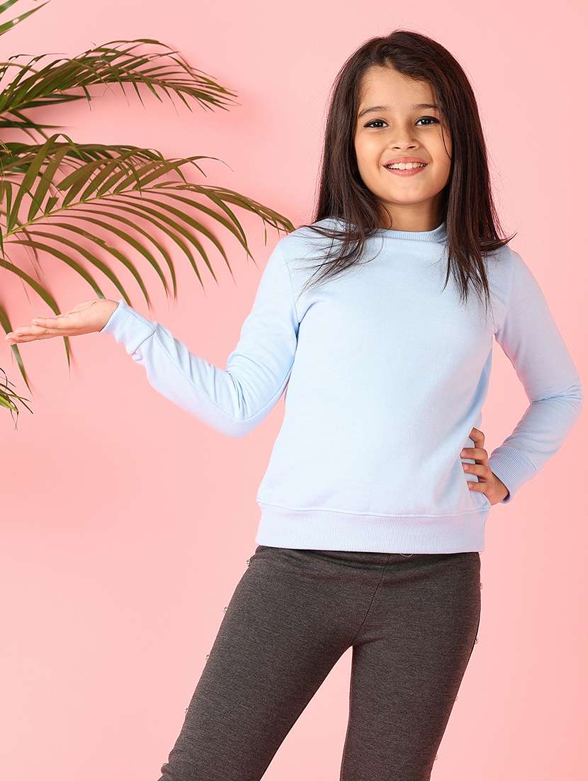girls solid long sleeve sweatshirt - 21608308 - Standard Image - 1