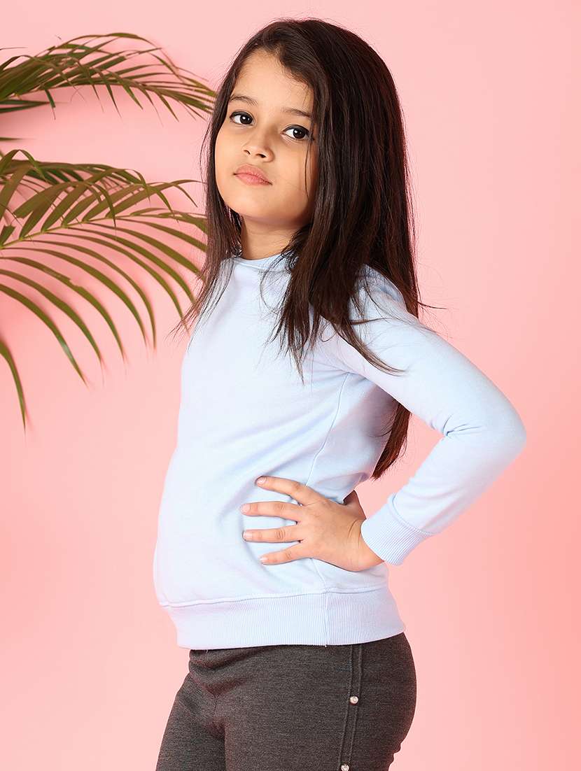 Girls Solid Long Sleeve Sweatshirt