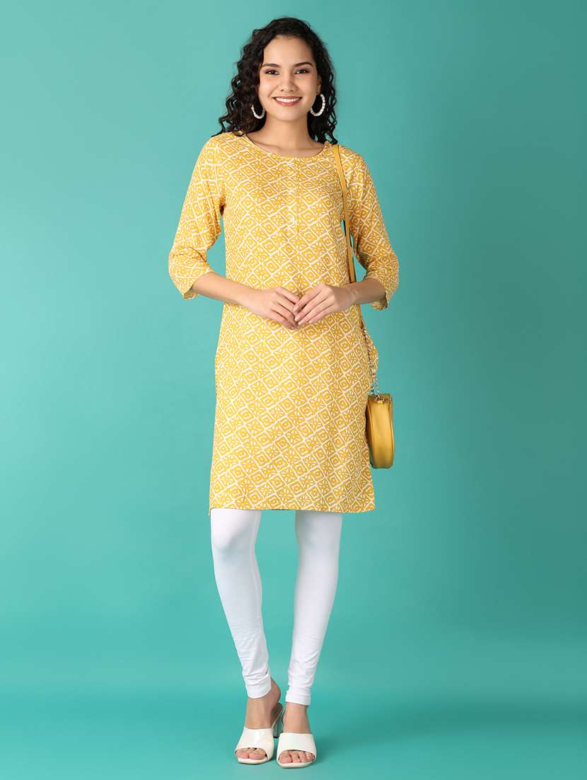 women three quarter sleeve straight kurta - 21608358 -  Standard Image - 4
