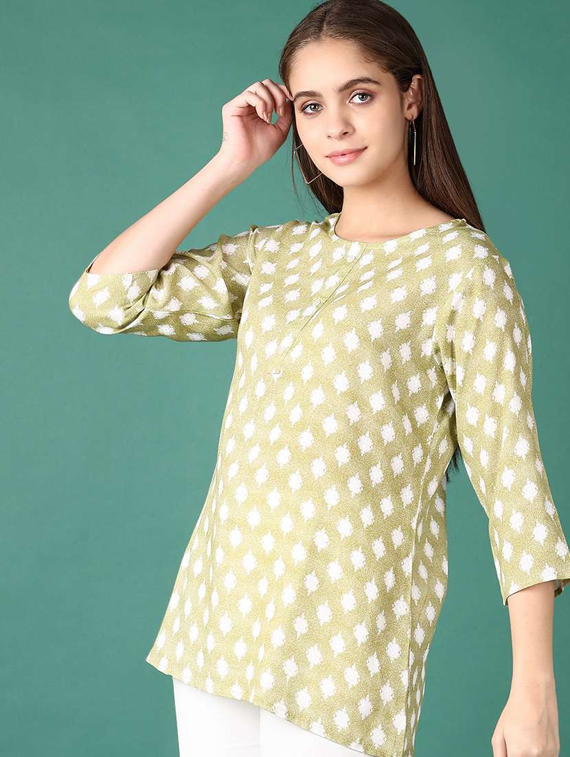 women printed round neck straight kurti - 21608390 -  Standard Image - 1