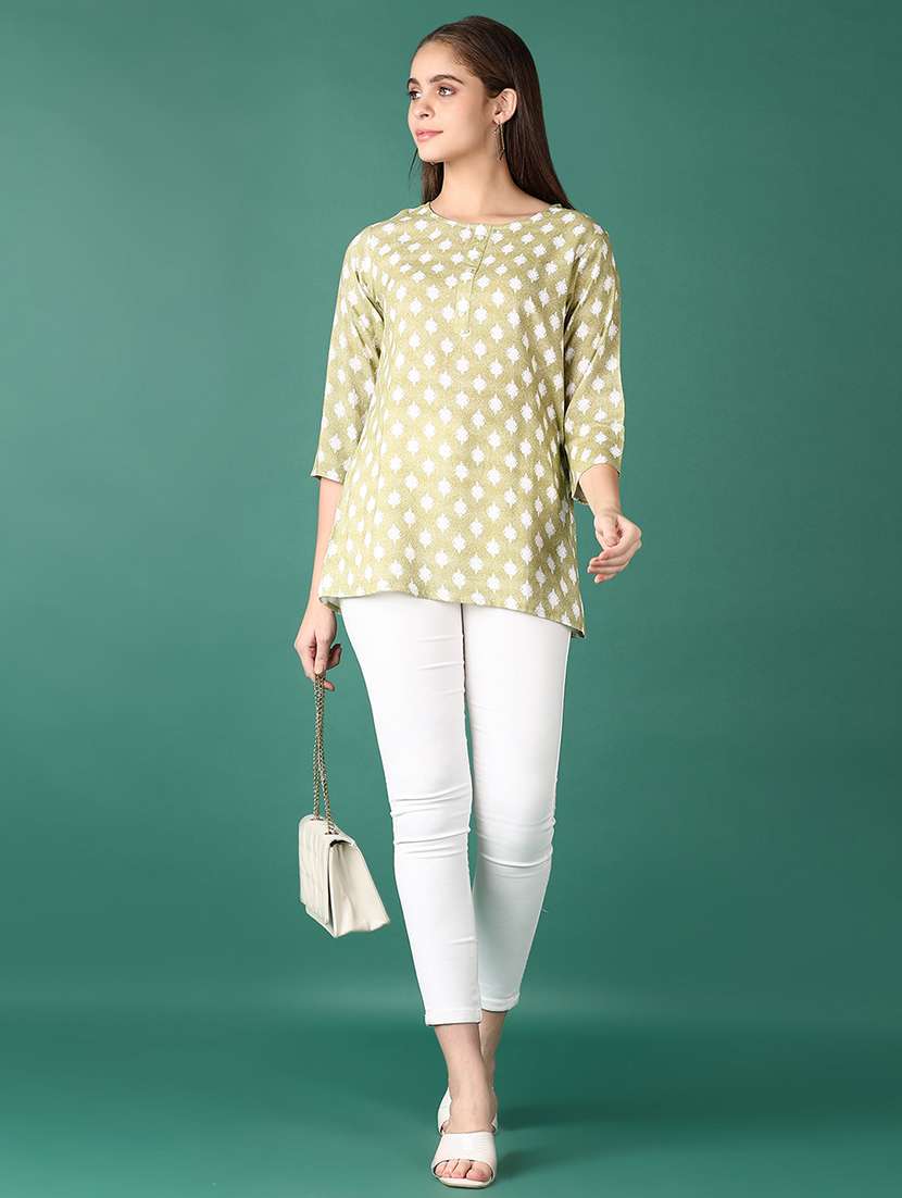 women printed round neck straight kurti - 21608390 -  Standard Image - 4