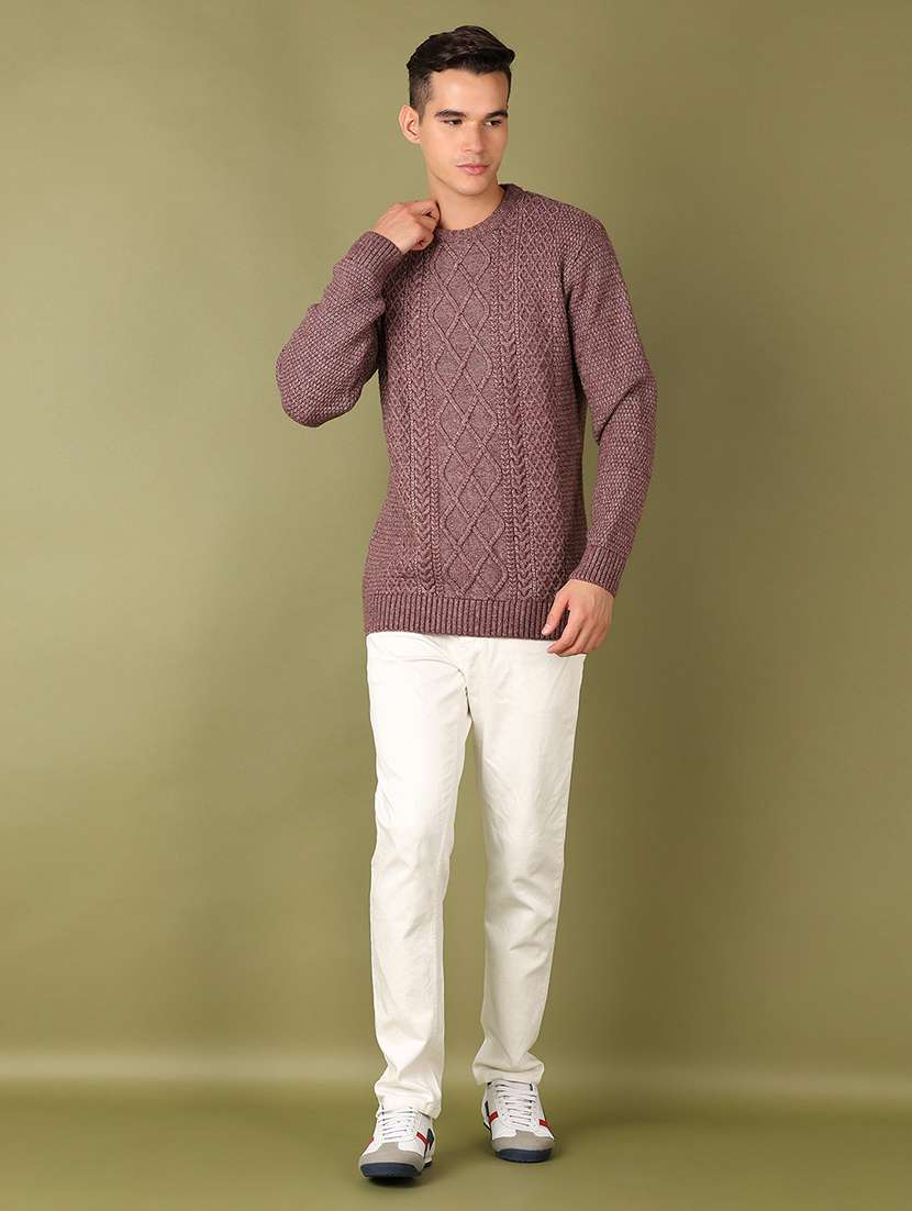 men self design long sleeve regular fit pullover - 21608424 - Standard Image - 4