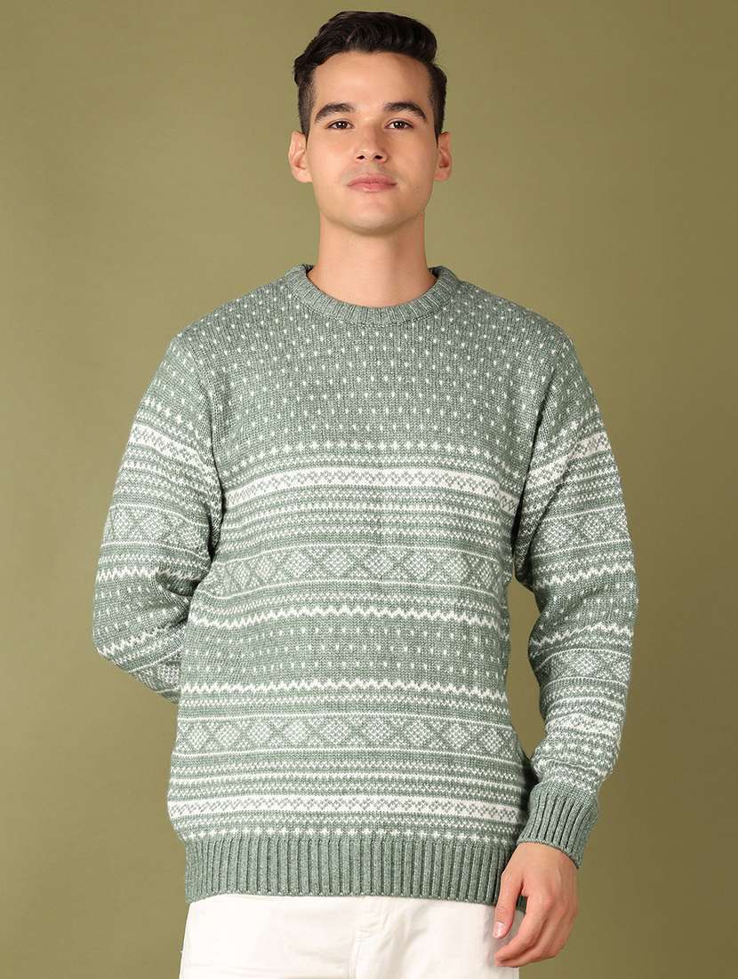 men self design long sleeve regular fit pullover - 21608425 -  Standard Image - 1
