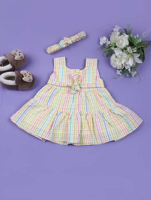 girls checkered cotton frock