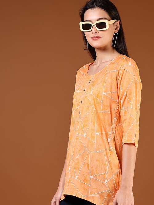 women printed three quarter sleeve kurti - 21608511 -  Standard Image - 0