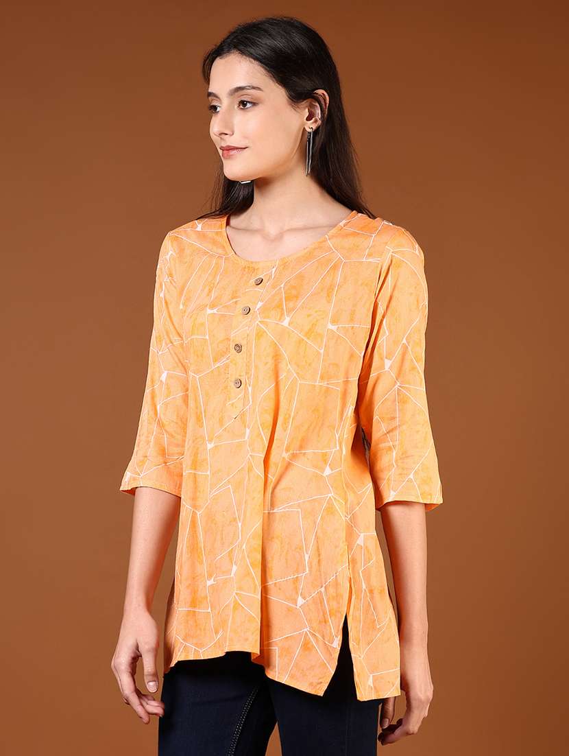 women printed three quarter sleeve kurti - 21608511 -  Standard Image - 1