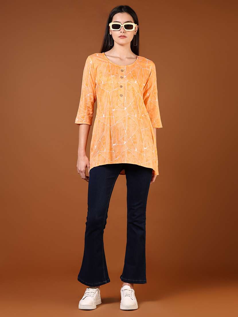 women printed three quarter sleeve kurti - 21608511 -  Standard Image - 4