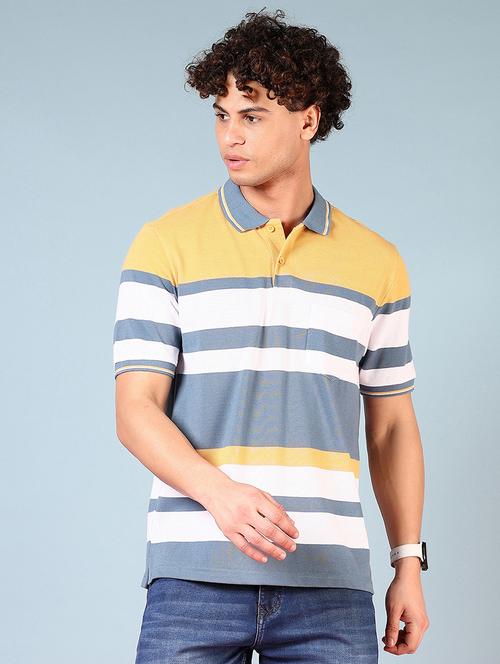 men striped short sleeve regular fit polo t-shirt - 21608548 - Standard Image - 0