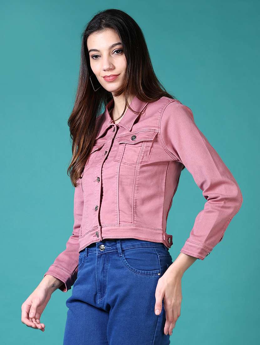 women solid long sleeves denim jacket - 21608580 -  Standard Image - 1