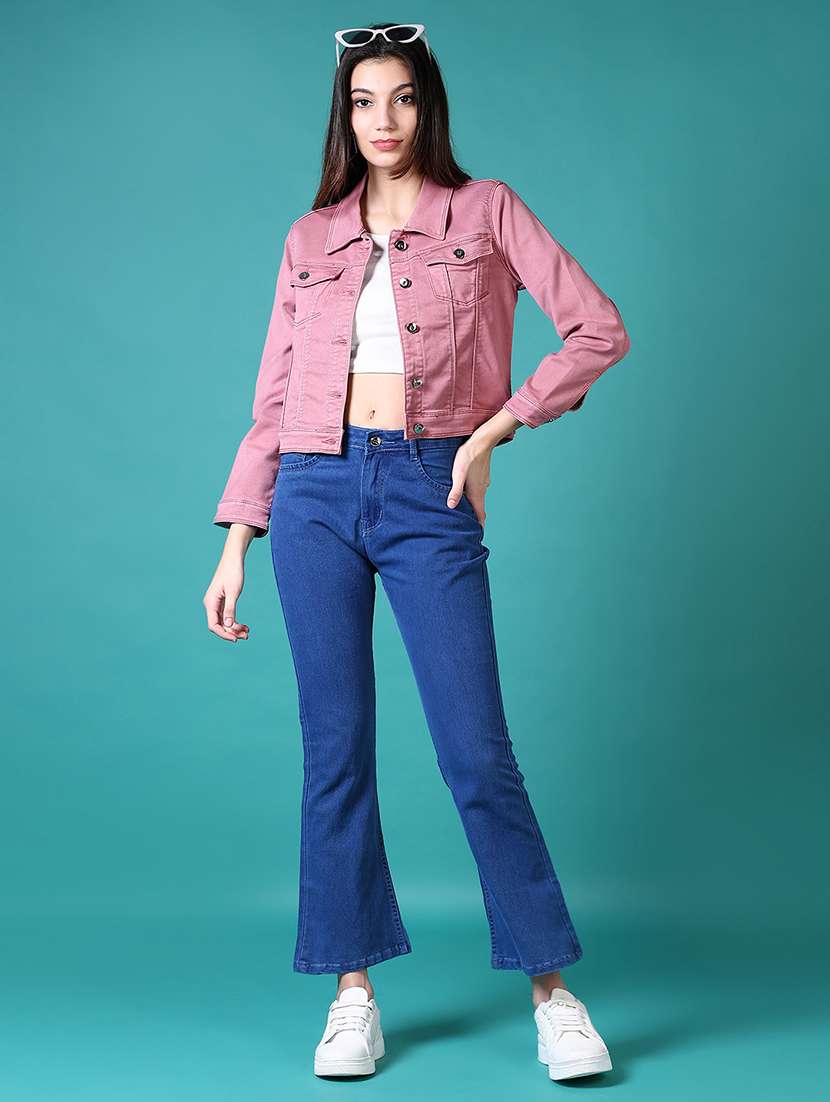 women solid long sleeves denim jacket - 21608580 -  Standard Image - 4
