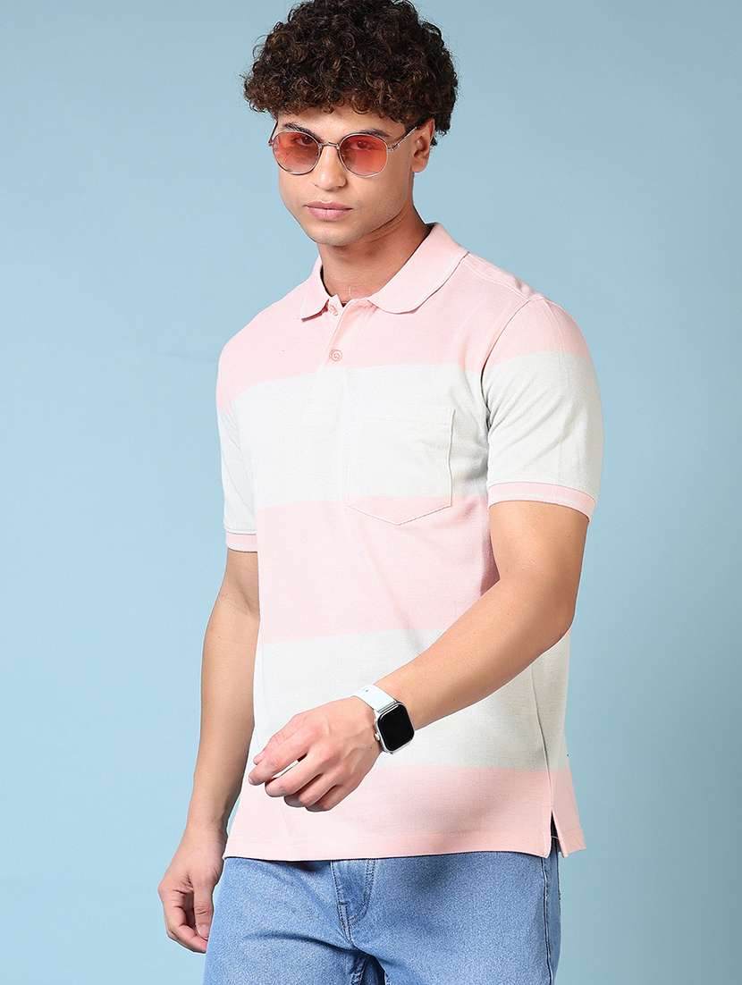 men striped short sleeve polo t-shirt - 21608602 -  Standard Image - 1