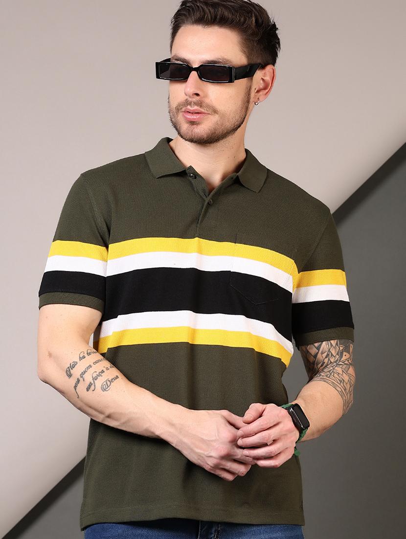 men short sleeves color block polo t-shirt - 21608607 - Standard Image - 1