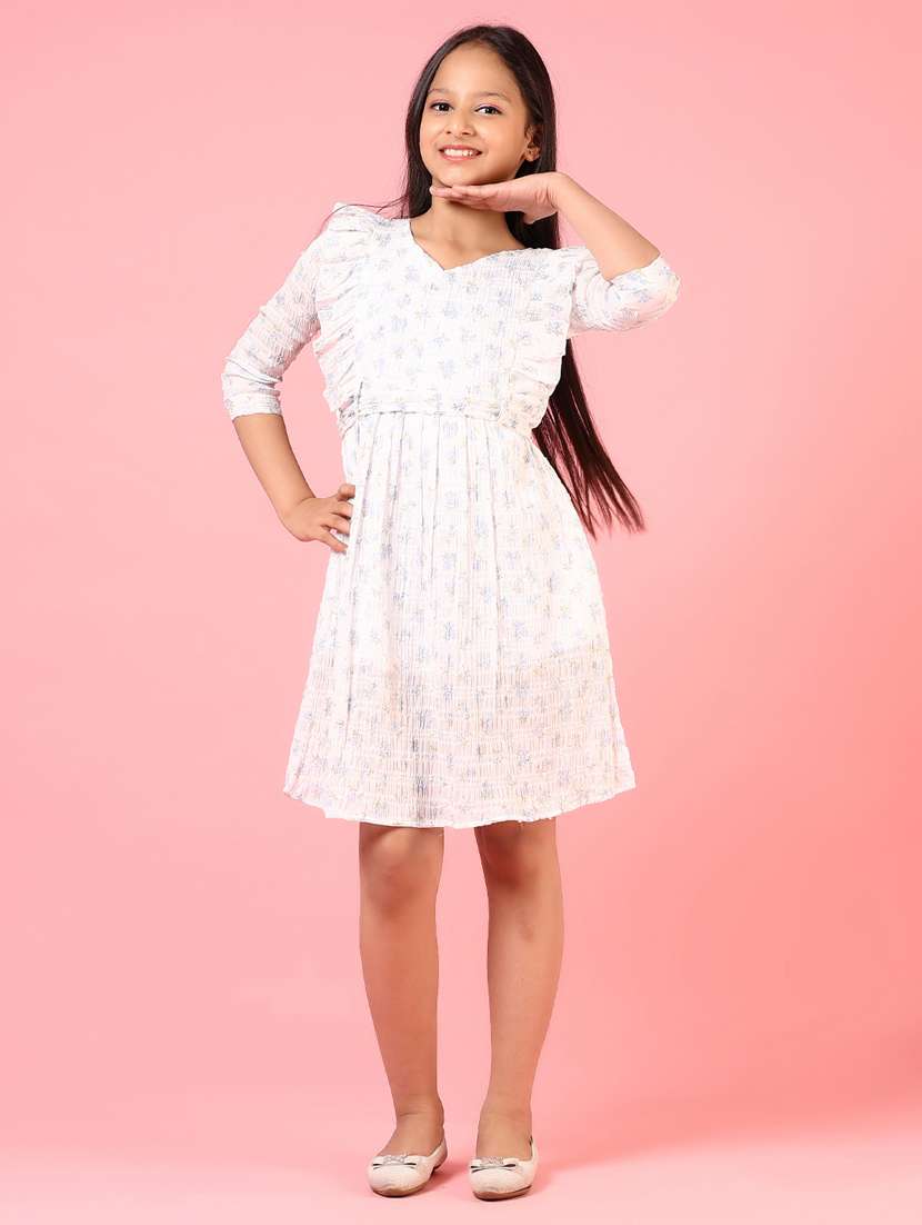 girls floral printed v neck a-line dress - 21608619 -  Standard Image - 1