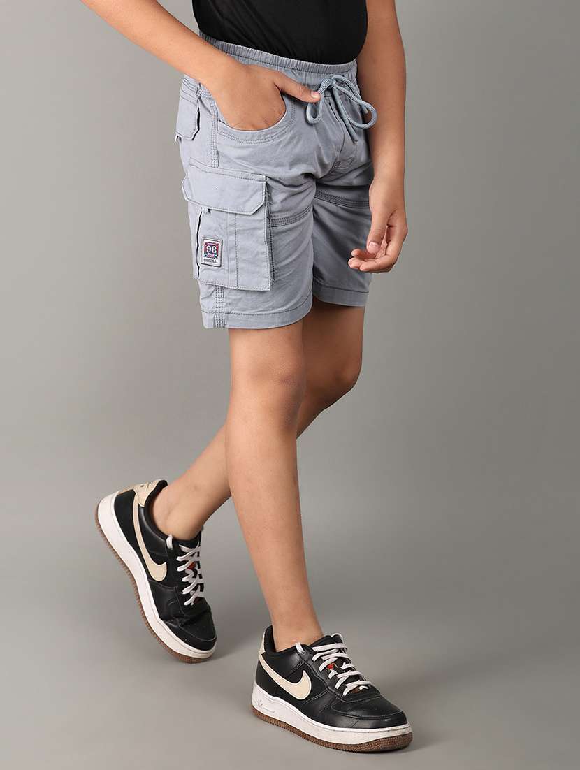 boys mid rise solid cargo shorts  - 21608739 -  Standard Image - 1