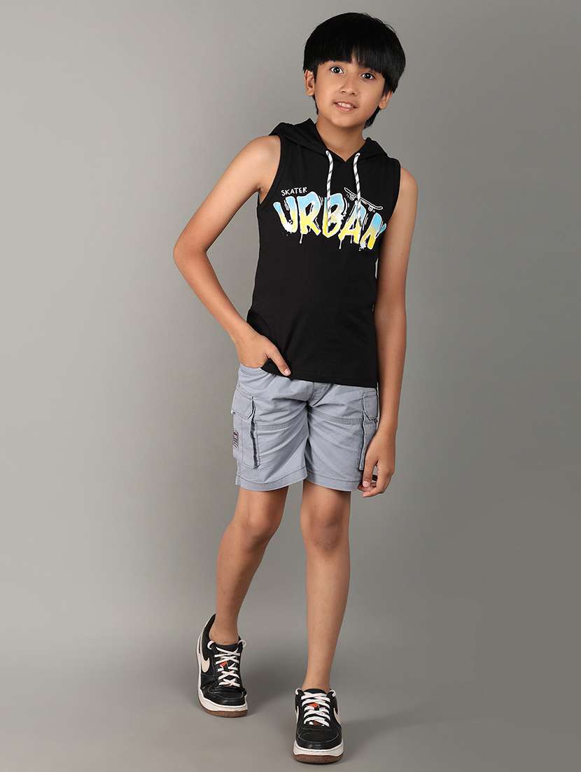 boys mid rise solid cargo shorts  - 21608739 -  Standard Image - 4