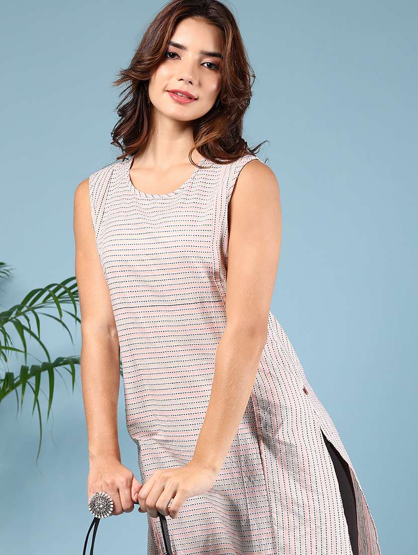 women printed sleeveless straight kurta - 21608749 -  Standard Image - 4