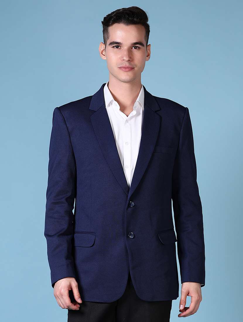 men solid lapel collar single breasted casual blazer - 21608778 -  Standard Image - 1