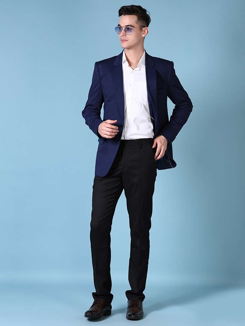 men solid lapel collar single breasted casual blazer - 21608778 -  Standard Image - 4