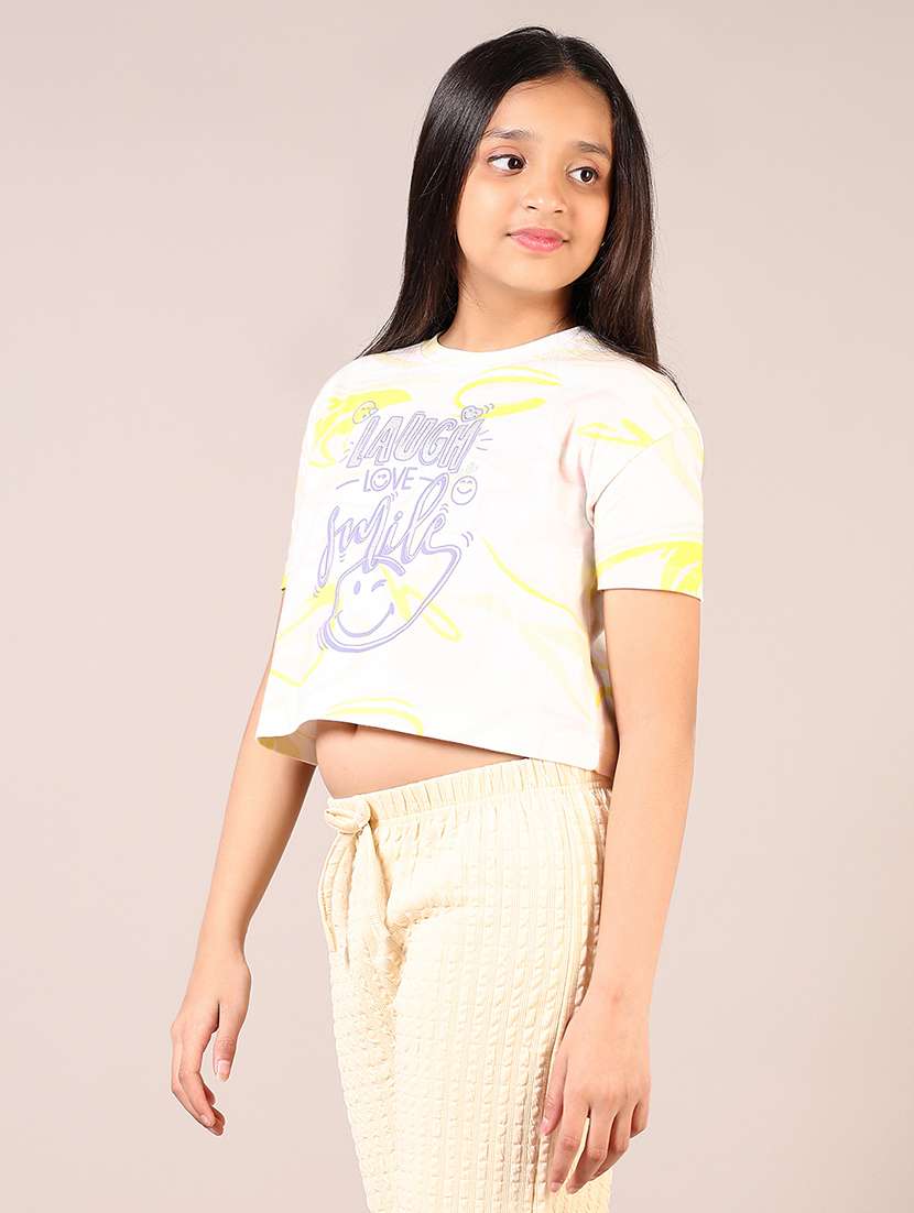 girls printed short sleeve crop tee - 21608832 -  Standard Image - 1