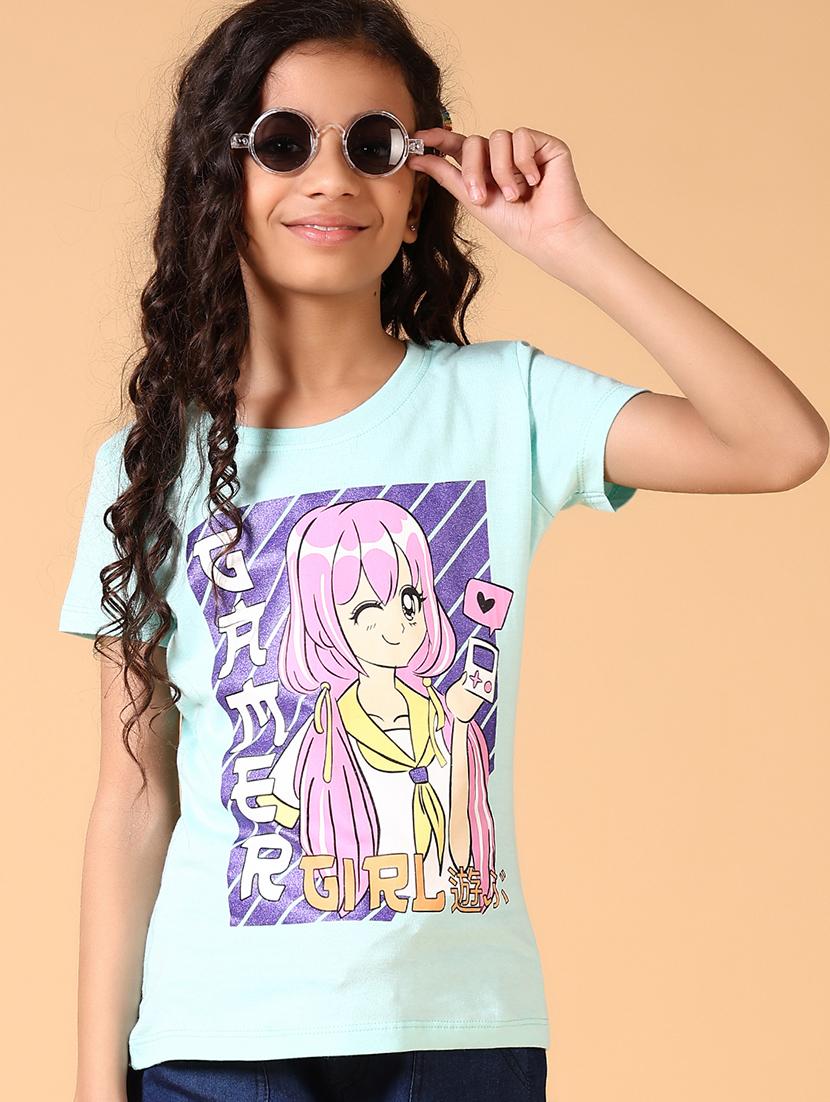 girls grahic print round neck tee - 21608835 -  Standard Image - 1