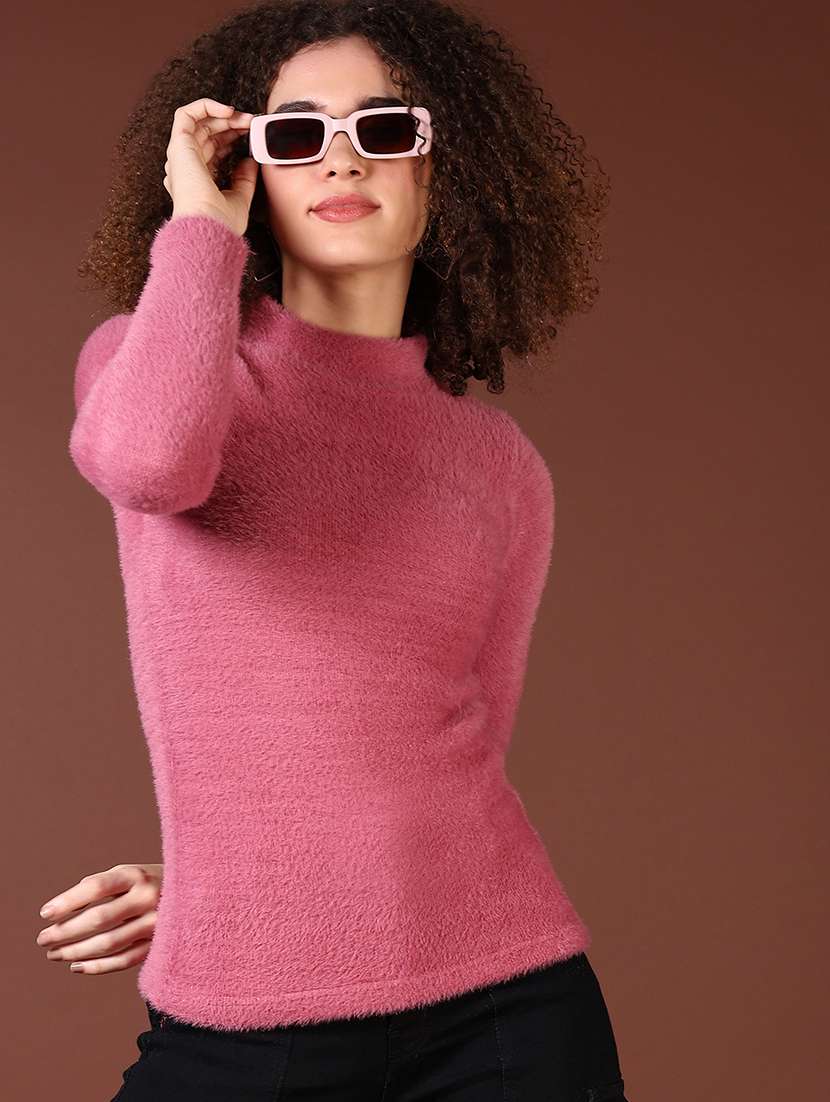 women solid long sleeves pullover - 21609002 -  Standard Image - 1