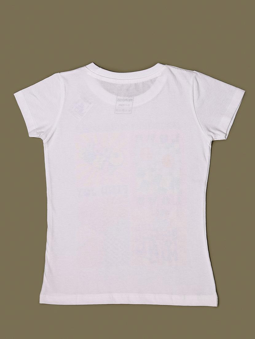 girls white graphic print round neck tee - 21609030 - Standard Image - 1
