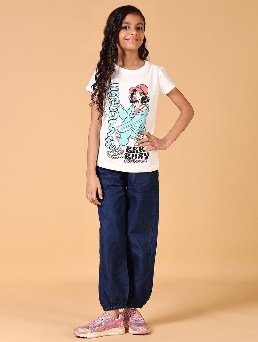 girls graphic print round neck tee - 21609031 - Standard Image - 4