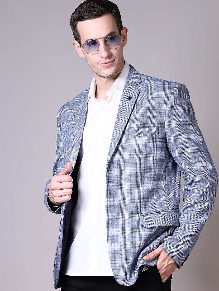 men checkered single breasted casual blazer - 21609052 -  Standard Image - 1