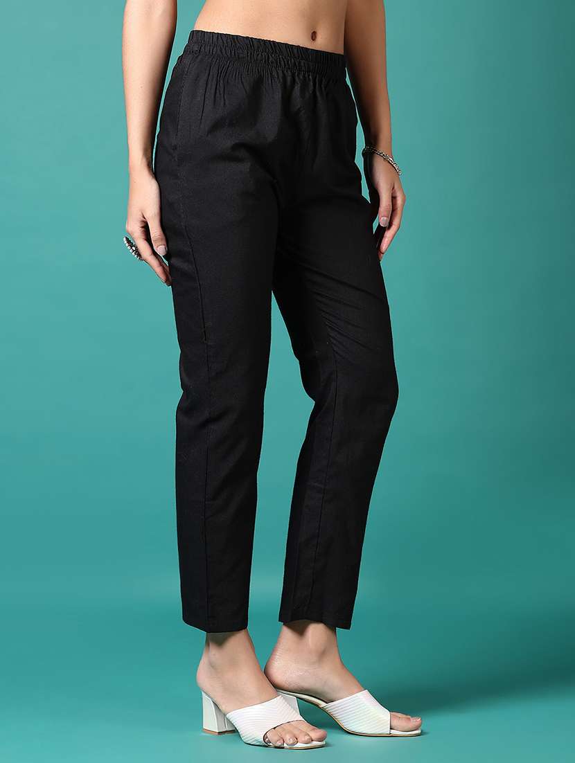 women solid ankle length tapered pants - 21609124 -  Standard Image - 1