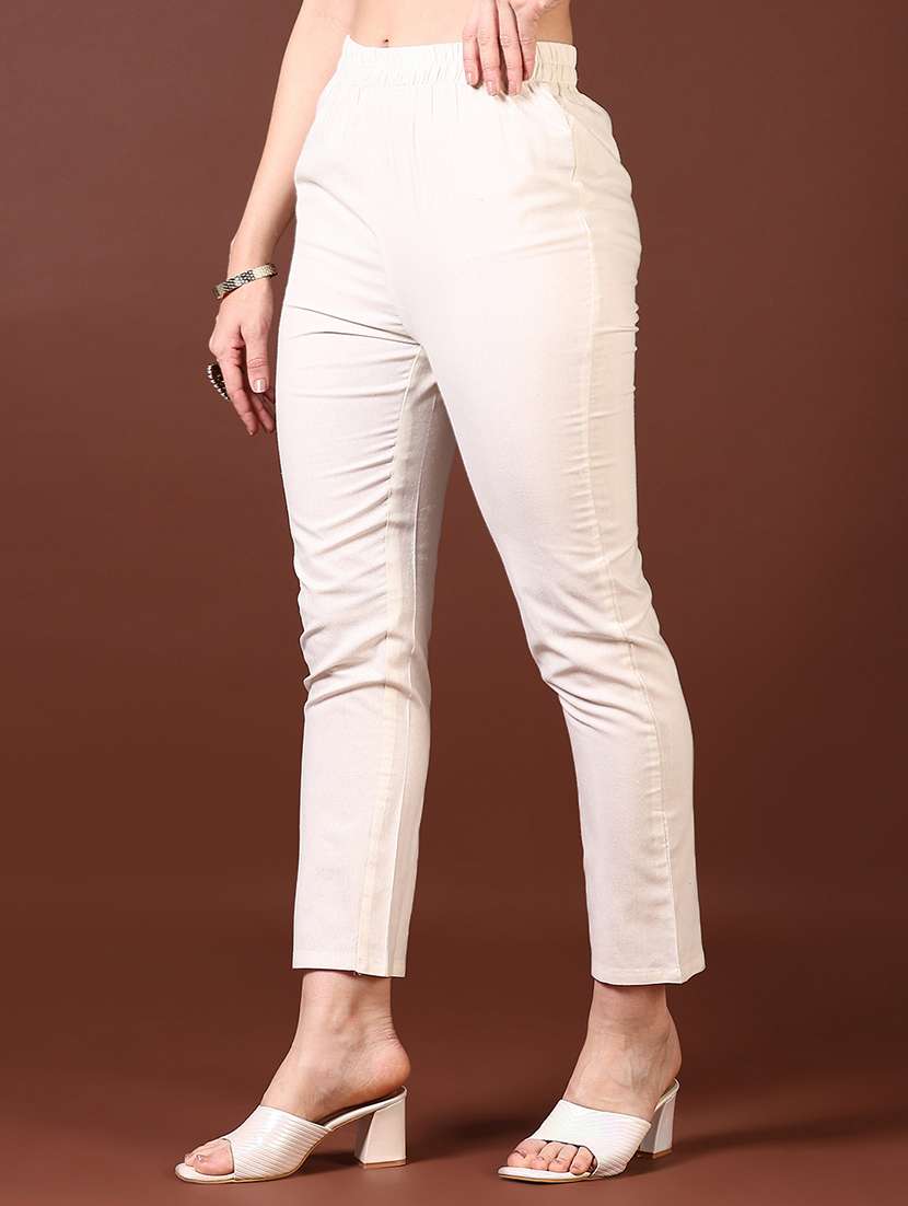 women solid ankle length tapered pants - 21609126 -  Standard Image - 1